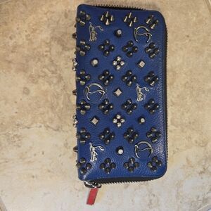 CHRISTIAN LOUBOUTIN Clutch Navy Blue LOUBINTHESKY Panettone Spike Purse
